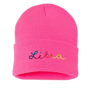 Personalized Embroidered Beanie Capricorn Gift Chainstitch Embroidery Name Beanie Scorpio Gifts Personalized Zodiac Beanie Gemini Gifts