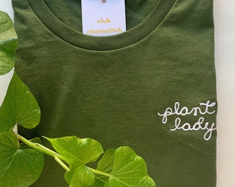 Custom Name Embroidered Shirt, Plant Mom Gift, Plant Lady Tshirt, Personalized Loungewear Shirt, Plant Person, Plant Lover Gift, Women Shirt