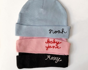 New Baby Name Hat, Infant Name Beanie, Personalized Baby Hat, Embroidered Baby Girl hat, Baby Boy Knit Hat, Monogram Baby Shower Gift,