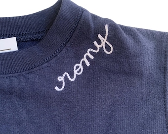 Collar Name Toddler Sweatshirt. Chain Stitch Embroidery. Personalized Gifts under 60. Kids Chainstitch Sweatshirt.  Embroidered name.
