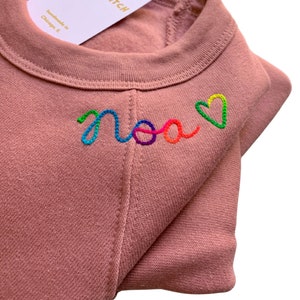 Adult Personalized Sweatshirt with Collar Lettering. Monogram Cursive Name Neckline. Personalized Gift. Custom Sweatshirt Embroidery image 7