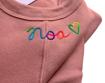 Custom Crewneck Sweatshirt Embroidered Custom Word Shirt Custom Embroidered Sweater Monogram Pullover Crewneck Embroidered Collar Monogram