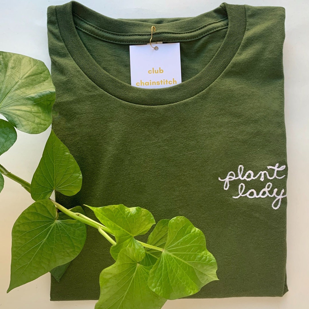 Custom Name Embroidered Shirt, Plant Mom Gift, Plant Lady Tshirt ...