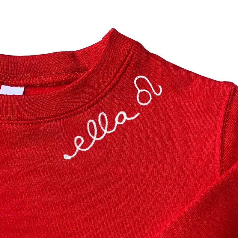 Custom Toddler Astrology Sweatshirt Leo Birthday Gift Toddler Embroidered Sweatshirt Scorpio Shirt Kids Chainstitch Sweatshirt Toddler Name zdjęcie 1