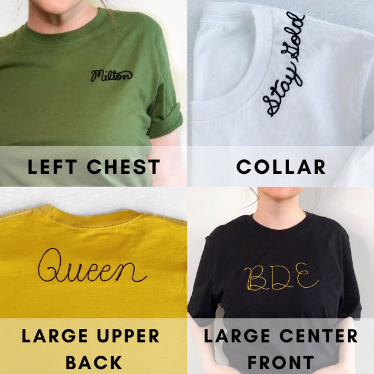 Custom Name Tee. Embroidered Cotton Unisex T Shirt. Vintage Etsy