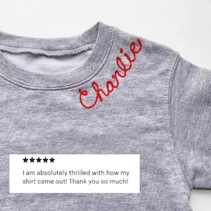 Collar Name Toddler Sweatshirt. Chain Stitch Embroidery. Personalized Gifts under 60. Kids Chainstitch Sweatshirt.  Embroidered name.
