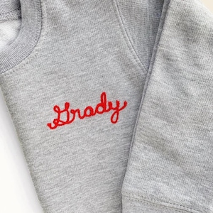 Custom Name Toddler Sweatshirt. Chain Stitch Embroidery. Personalized Gifts under 60. Kids Chainstitch Sweatshirt.  Embroidered name.