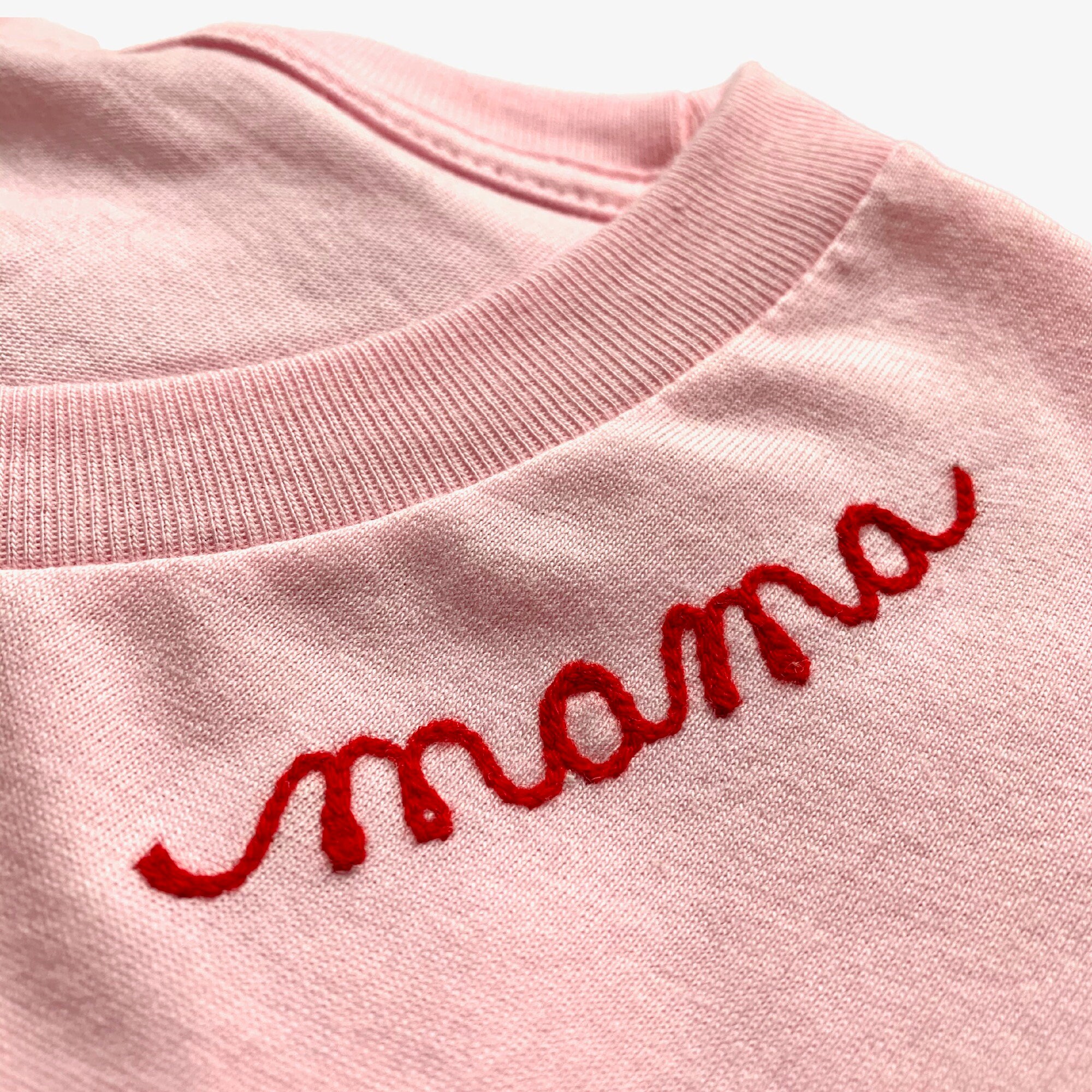 Mama Shirt With Personalized Chain Stitch Embroidery. Custom Mama Shirt With Personalized Chain Stitch Embroidery. Custom
