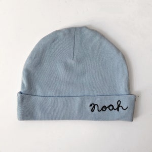 Custom Embroidered Baby Beanie. Monogrammed Personalized Baby Shower Gift., Personalized Infant Cap with Name Embroidery Baby Blue