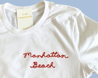 Chainstitch City Name Shirt, Embroidered Custom School Mascot T-Shirt, Name Gifts For Back To School, Hometown Shirt, Personalized Sports