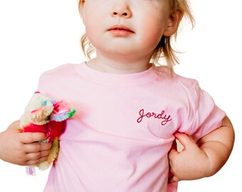 Kids Name T-shirt. Custom Chain Stitch Embroidery Shirt