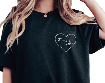 Custom Initials Embroidery Shirt Monogrammed Gifts Chainstitch Embroidery Personalized Gifts Custom Embroidered Shirt Name Embroidery Tee