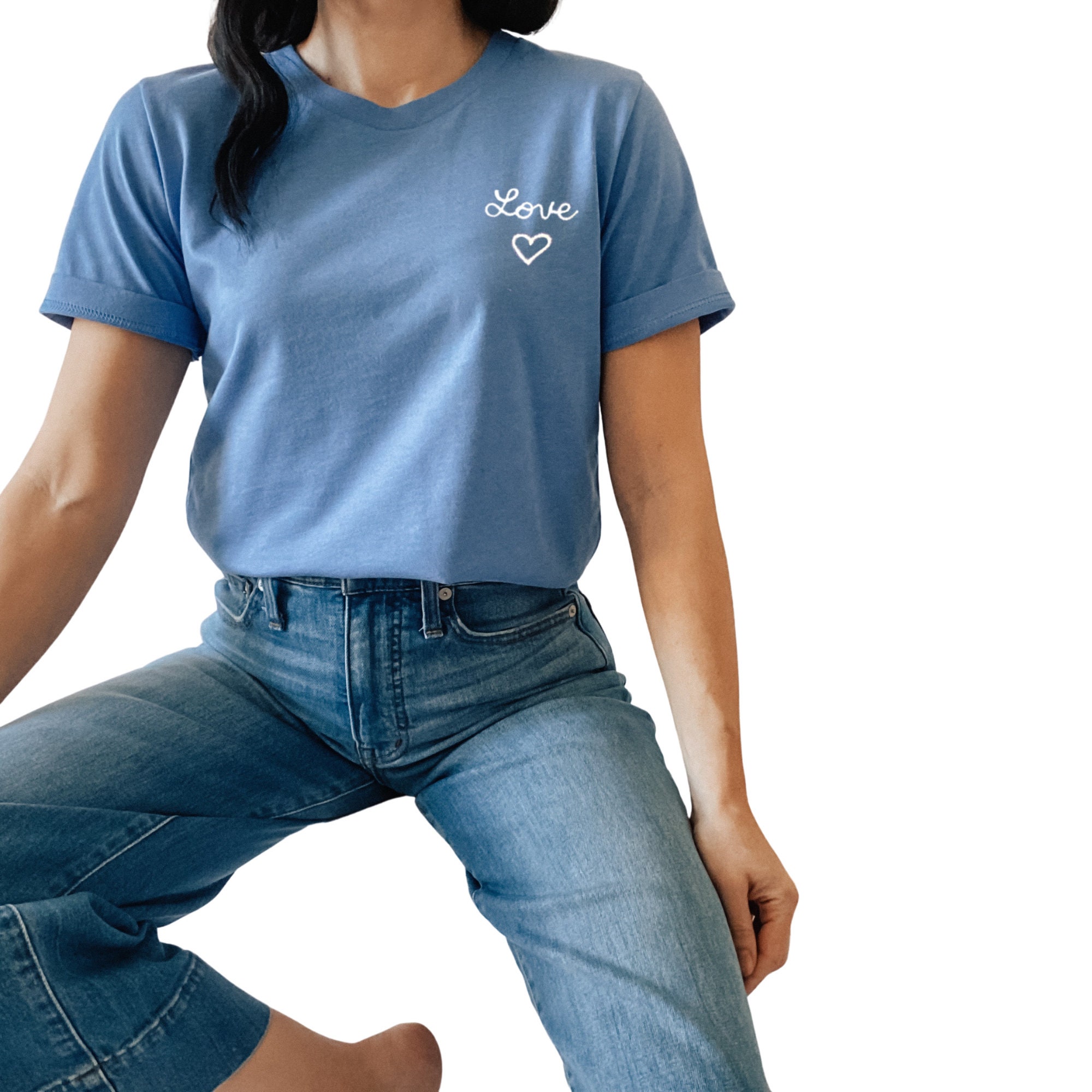 Custom Name T-shirt. Chain Stitch Embroidery. Personalized
