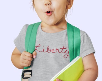 Personalized Toddler Name T-Shirt, Custom Embroidered Kids Shirt, Baby Name Shirt, Chainstitch Embroidery