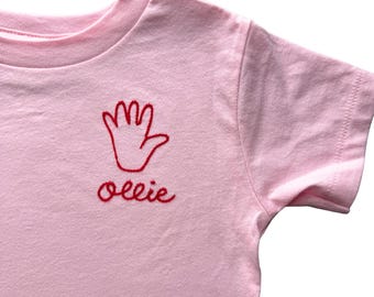 Custom Embroidered Birthday Shirt, Name Toddler Boy Birthday Outfit, Custom Kid Birthday T Shirt, Holding up Fingers Shirt 5th Birthday Gift
