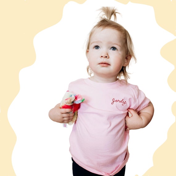 Kids Name T-shirt. Custom Chain Stitch Embroidery Shirt