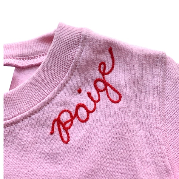 Childrens Embroidered Collar Sweatshirt. Chain Stitch Embroidery. Custom 3T Shirt Embroidery. Kids Chainstitch Shirt Toddler Name