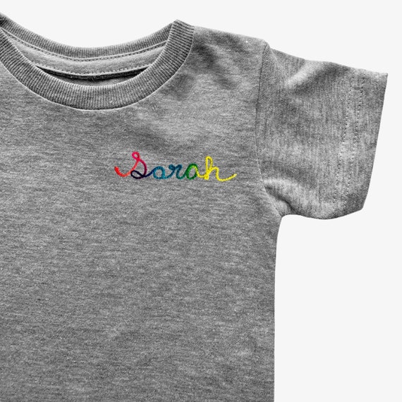 Kids Name T-shirt. Custom Chain Stitch Embroidery Shirt