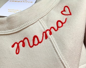 Adult Personalized Sweatshirt with Collar Lettering. Monogram Cursive Name Neckline. Personalized Gift. Custom Sweatshirt Embroidery