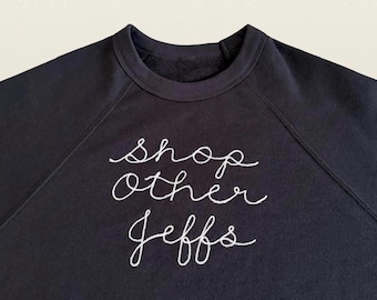 Custom Embroidered Sweatshirt | Chainstitch Embroidery Crewneck | Collar Lettering Sweatshirt | Shop Other Jeffs | Exclusively on Etsy