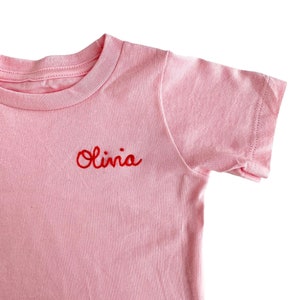 Cursive Embroider Kids Name Tshirt, Custom Embroidered Shirts, Personalized Boy Name Toddler Shirt, Name Embroidery for Kid Child Baby Shirt image 5