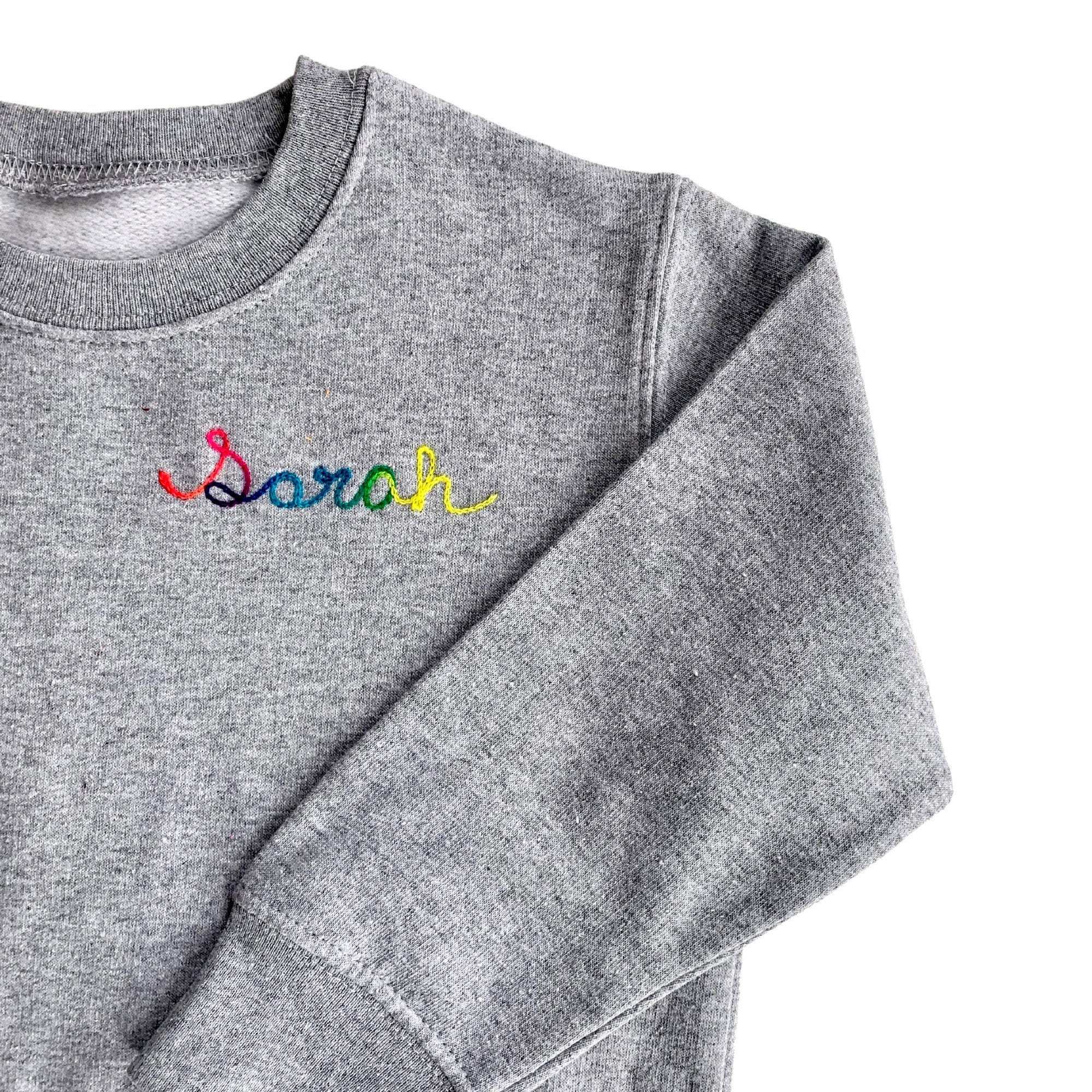 Toddler Embroidered Collar Sweatshirt. Chain Stitch