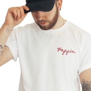 Custom Name T-shirt. Chain stitch embroidery. Personalized Gifts under 50. Chainstitch Vintage Style Men's Embroidered shirt name embroidery image 1