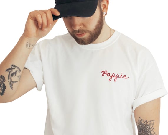 Custom Name T-shirt. Chain stitch embroidery. Personalized Gifts under 50. Chainstitch Vintage Style Men's Embroidered shirt name embroidery
