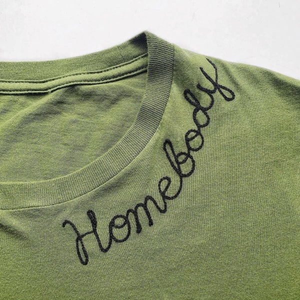 1 - 3 Words Custom Embroidered T-Shirt, Personalized Custom Shirt, Cursive Font Text Embroidery, Personalized Unisex Name T-Shirt