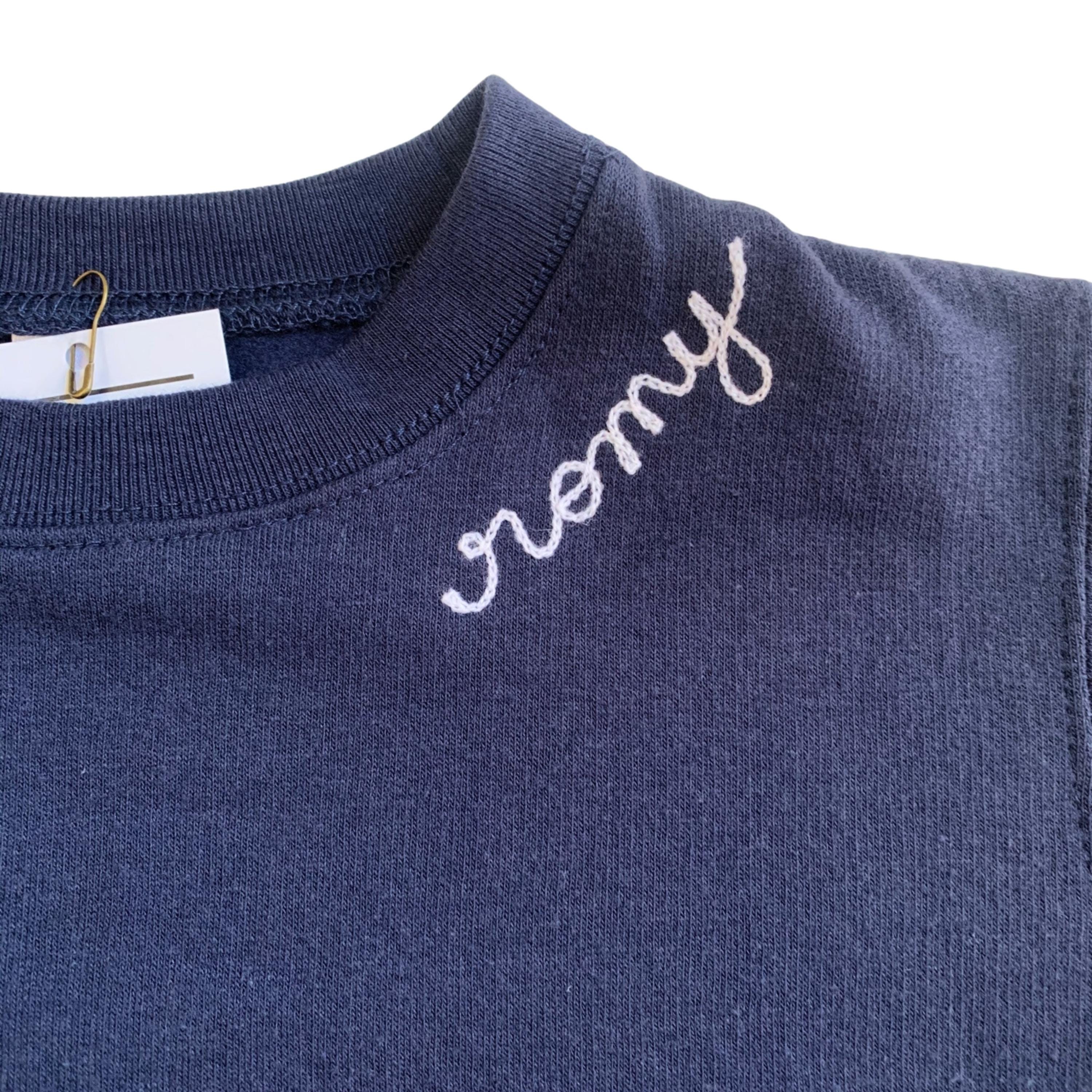 Collar Name Toddler Sweatshirt. Chain Stitch Embroidery