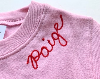 Kids Custom Embroidered Sweatshirt, Chain Stitch Embroidery, Custom Embroidered 2T 3T 4T  Kids Chainstitch Sweatshirt, Toddler name shirt