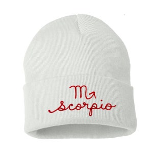 Personalized Embroidered Beanie Capricorn Gift Chainstitch Embroidery Name Beanie Scorpio Gifts Personalized Zodiac Beanie Gemini Gifts