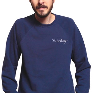 Adult Personalized Sweatshirt with Collar Lettering. Monogram Cursive Name Neckline. Personalized Gift. Custom Sweatshirt Embroidery image 5