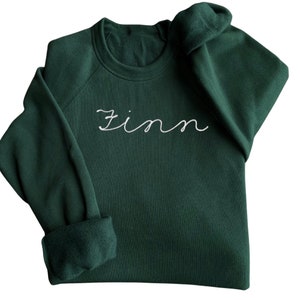 Adult Personalized Sweatshirt with Collar Lettering. Monogram Cursive Name Neckline. Personalized Gift. Custom Sweatshirt Embroidery image 6