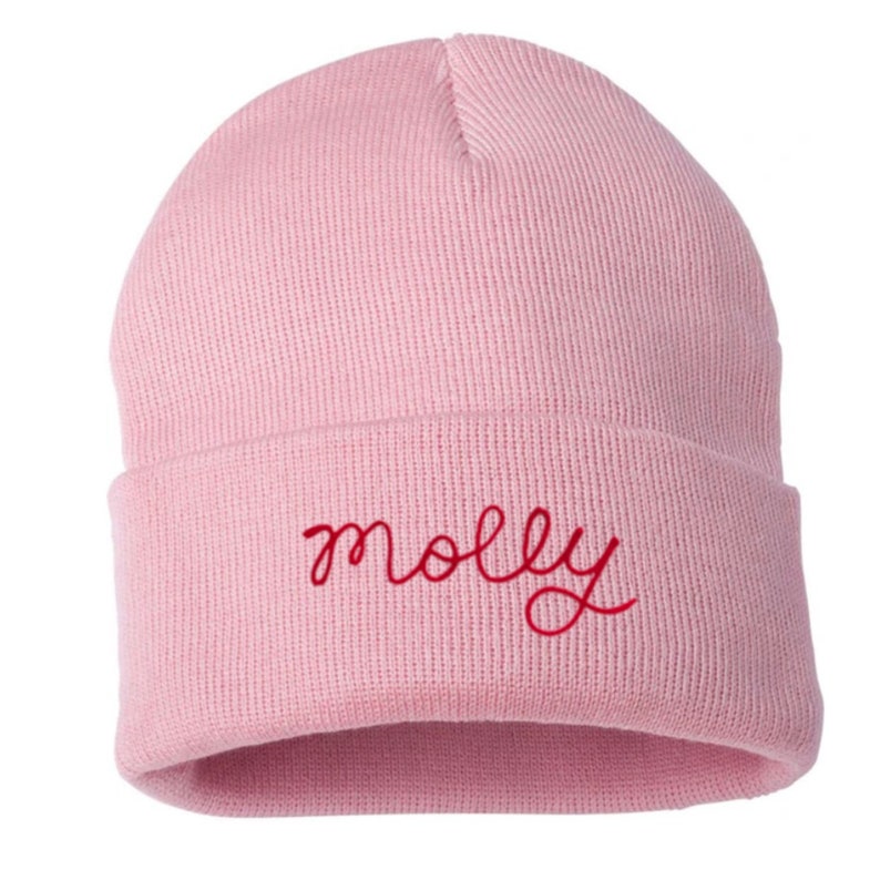 Personalized Beanie Embroidery Beanie Custom Embroidered Beanie Custom Beanie Personalized Embroidered Beanie for Adults Customized Beanie Light Pink