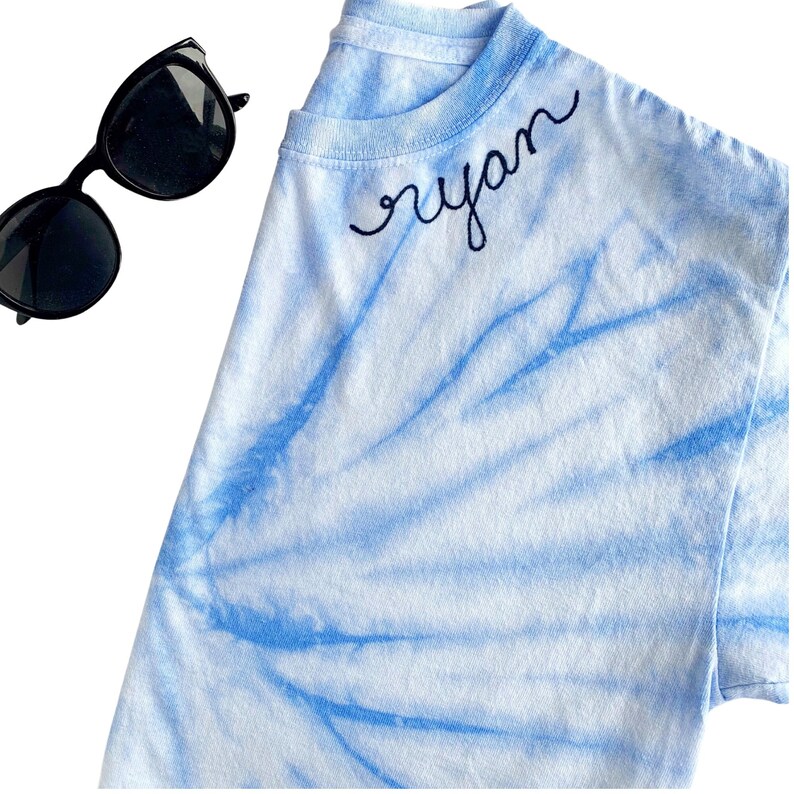 Tie Dye Name T-shirt for Kids, Personalized Gifts for Children, Name Embroidery, Pastel TieDye Tshirt for Kids Embroidered Shirt image 2