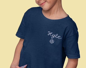 Kids Name T-shirt. Custom Chain Stitch Embroidery Shirt. Personalized Gifts under 40. Toddler Shirt with Name Embroidery