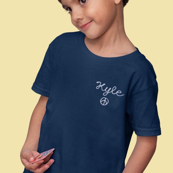 Kids Name T-shirt. Custom Chain Stitch Embroidery Shirt