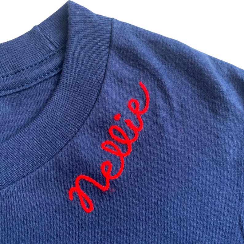 Custom Name T-shirt. Chain stitch embroidery. Personalized Gifts under 50. Chainstitch Vintage Style Men's Embroidered shirt name embroidery image 14