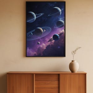 Orbital Planets | Cosmic Solar System | Space Science Poster afbeelding 5