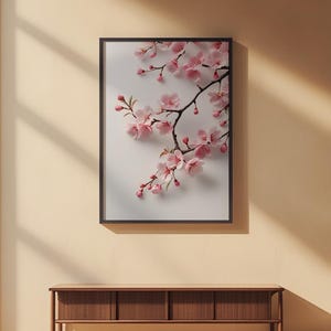 Cherry Blossom Art | Japanese Wall Poster | Minimalist Floral Print image 2
