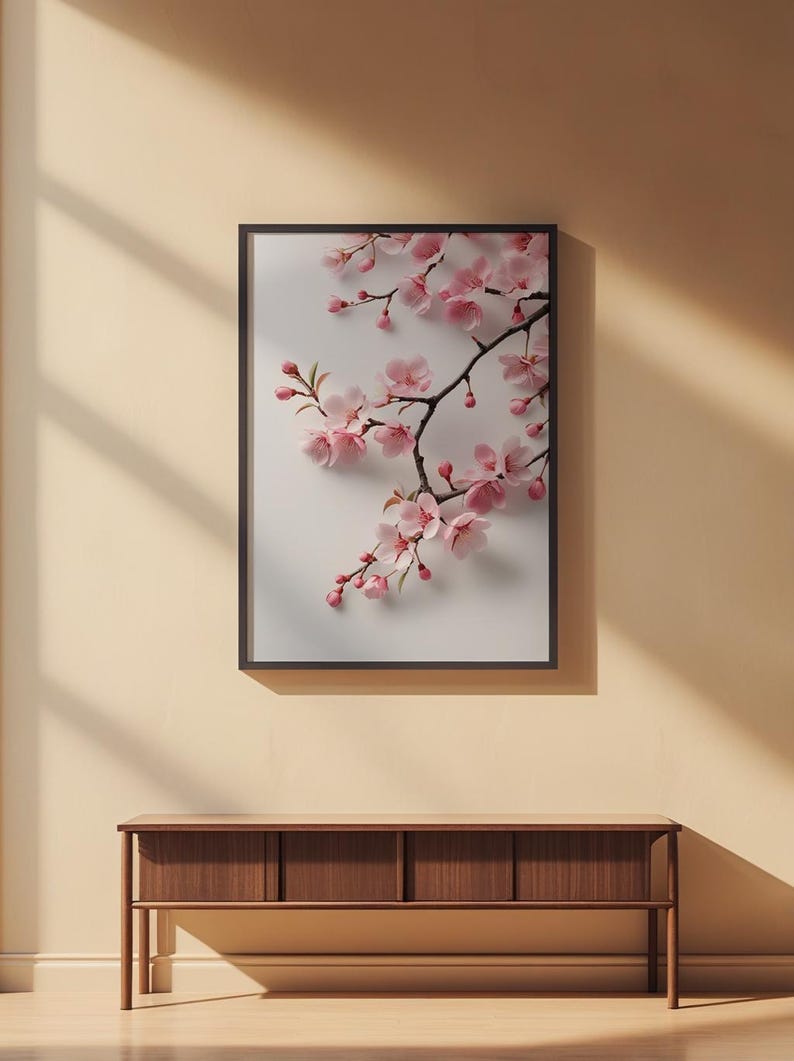 Cherry Blossom Art | Japanese Wall Poster | Minimalist Floral Print image 2