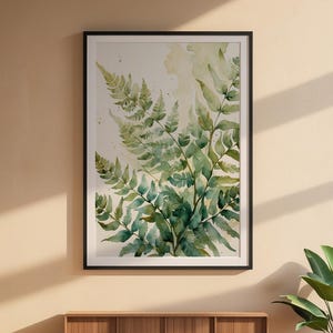 Unfurling Fern Art | Watercolor Botanical Poster | Sage Green Decor Bild 6