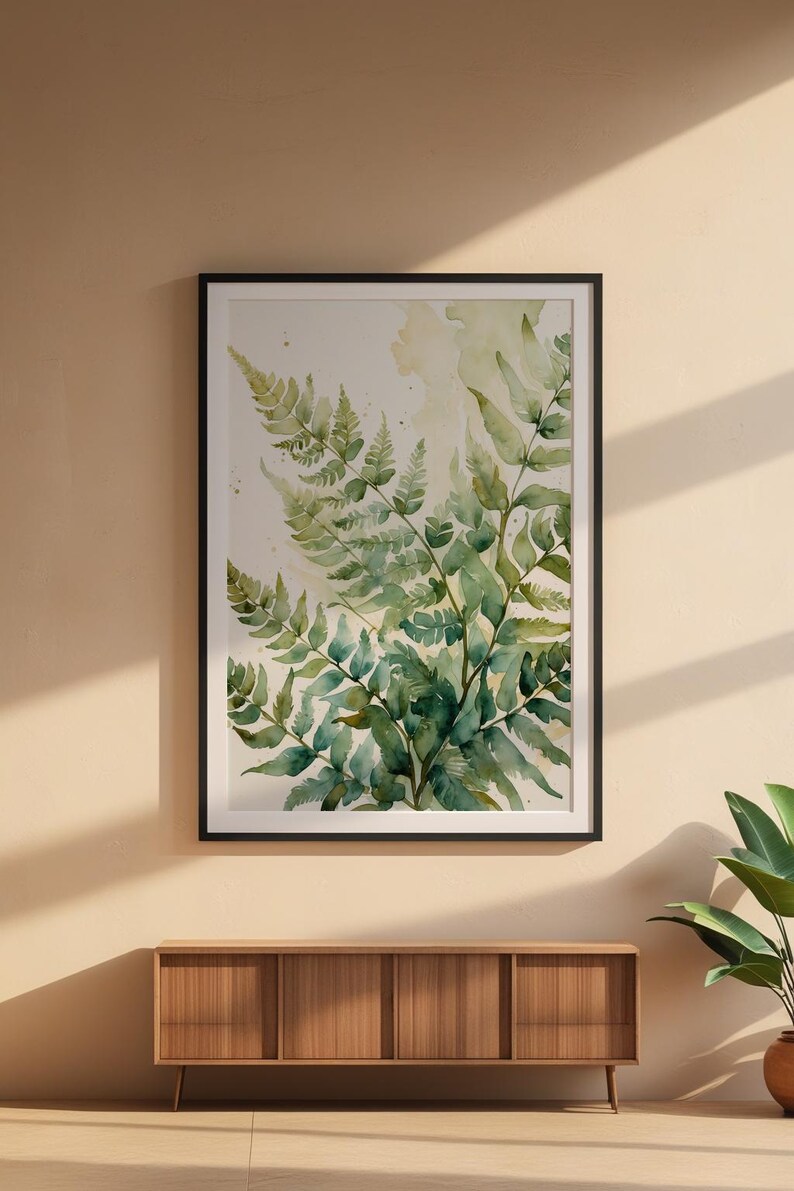 Unfurling Fern Art | Watercolor Botanical Poster | Sage Green Decor Bild 6