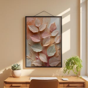 Hojas botánicas color melocotón / Póster romántico de naturaleza / Arte rural imagen 2