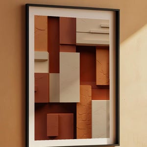 Geometric Blocks Abstract | Modern Minimalist Poster | Warm Tones immagine 7