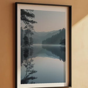 Misty Mountain Lake | Fog Forest Water Landscape Poster | Zen Nature Wall Art image 7