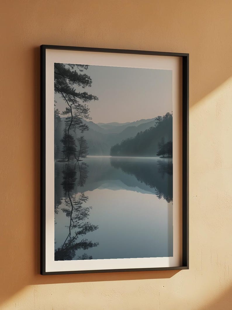 Misty Mountain Lake | Fog Forest Water Landscape Poster | Zen Nature Wall Art image 7