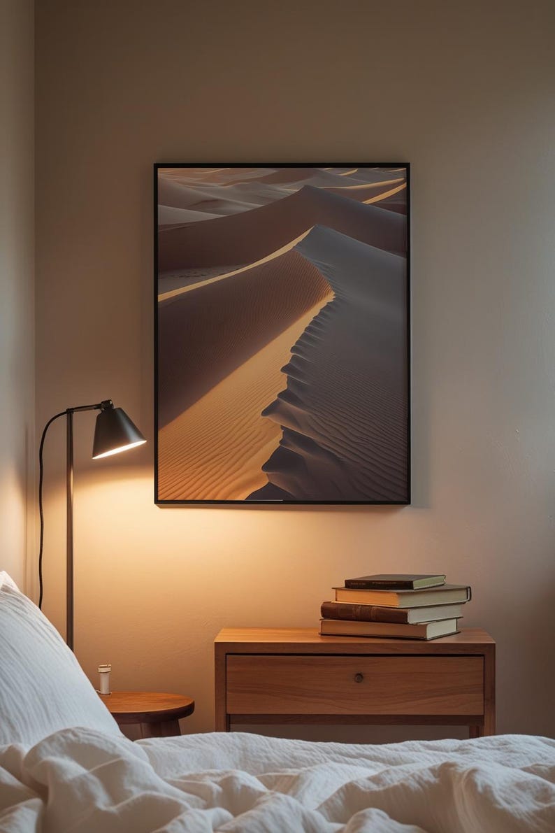 Póster de dunas del desierto / Arte mural con paisaje de arena dorada / Impresión de naturaleza imagen 1
