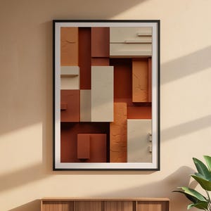 Geometric Blocks Abstract | Modern Minimalist Poster | Warm Tones immagine 6